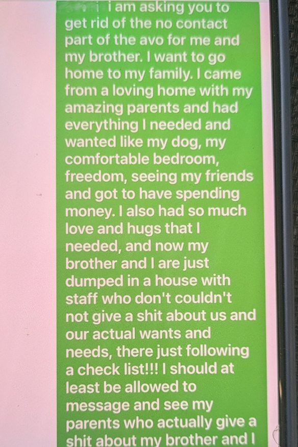 Kate’s message to police begging to be returned to her foster carers.