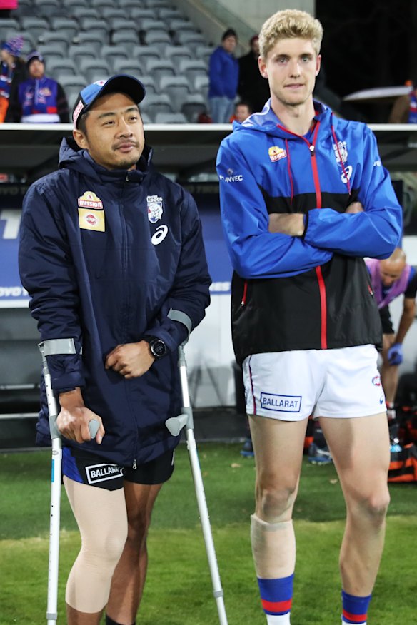 The Western Bulldogs are taking a cautious approach with the return of Tim English (right) from concussion.