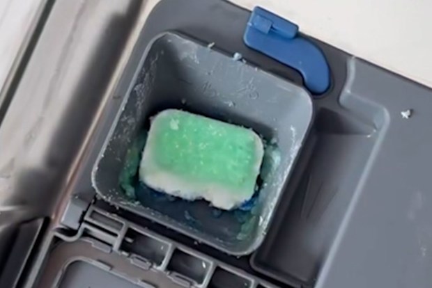 Dishwasher tablet not fully dissolved, stuck in compartment