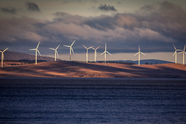 Wind turbines at Lake George near Canberra.