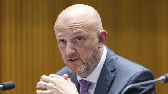 ASIO Director-General of Security Mike Burgess during a Senate estimates hearing at Parliament House in May.