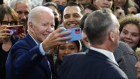 President Joe Biden with supporters at a campaign event in San Diego.