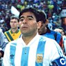 Diego Maradona (right) and Socceroos captain Paul Wade walk onto the Sydney Football Stadium for the first leg of a World Cup qualifying tie in 1993.