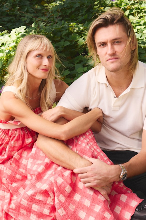 Darcy Moore wears Christian Kimber polo and chinos. Dee Salmin wears Lee Mathews dress, own shoes (worn throughout).