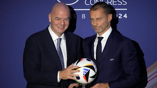 UEFA president Aleksander Čeferin and FIFA president Gianni Infantino.
