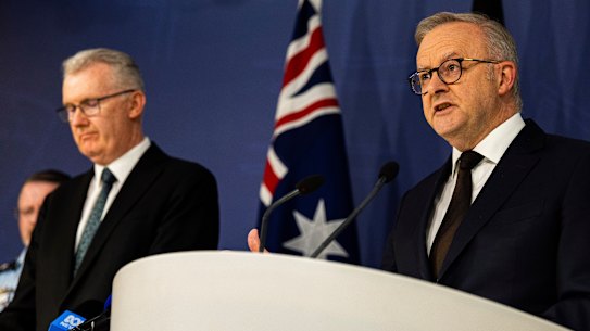 Home Affairs Minister Tony Burke and Prime Minister Anthony Albanese.