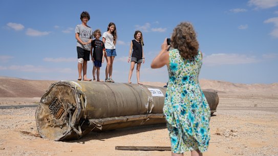 Visitors were intrigued by the Iranian missile.