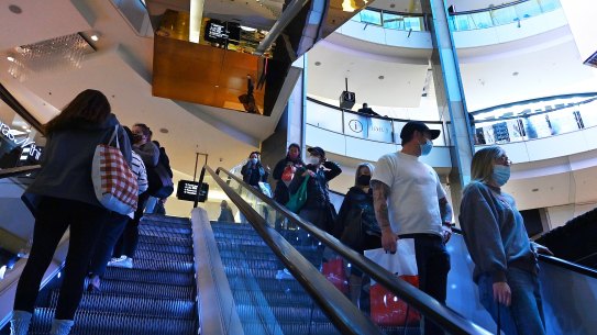 People shopping at Westfield Bondi Junction yesterday. 