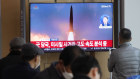 A TV at Seoul Railway Station shows North Korea’s missile launches.  