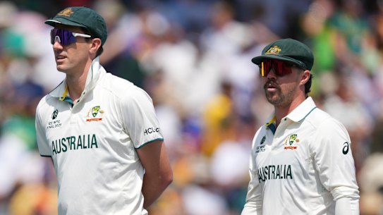Pat Cummins and Travis Head after their side was beaten by South Africa in the world Test championship final.