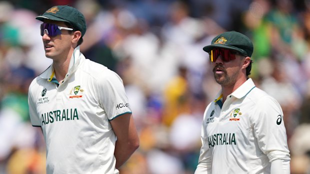 Pat Cummins and Travis Head after their side was beaten by South Africa in the world Test championship final.