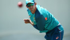 Ashton Agar practising at the SCG on Monday.