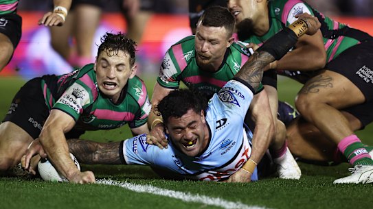 Andrew Fifita scores his second-half try.