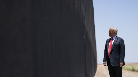 Donald Trump tours a section of the Mexican border wall in Arizona on June 23. 