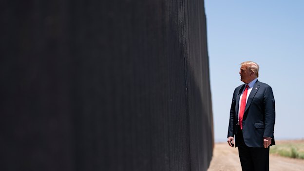 Donald Trump tours a section of the Mexican border wall in Arizona on June 23. 