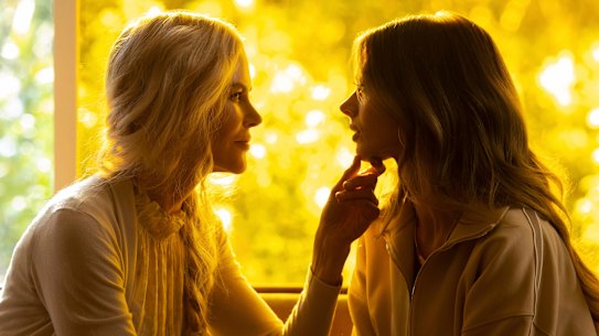 Nicole Kidman, left, and Samara Weaving in Nine Perfect Strangers.