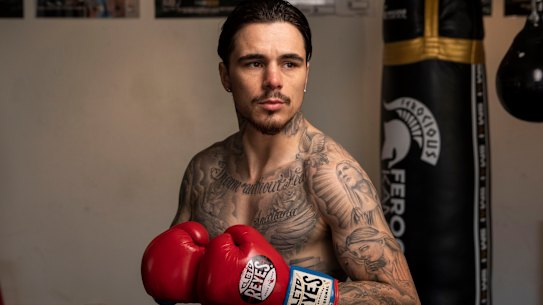 George Kambosos in his gym in Sylvania, Sydney.