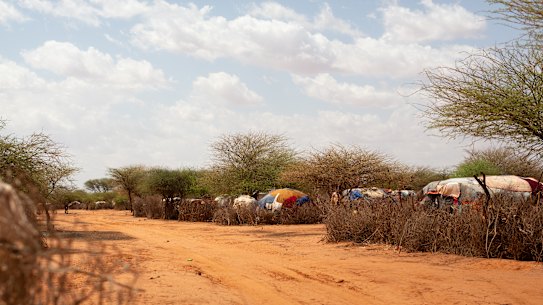 A camp for internally displaced people at Khaatumo in Somaliland.