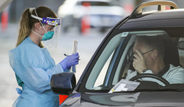 Coronavirus drive through testing clinic at Bondi Beach