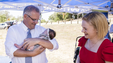 Prime Minister Scott Morrison and Senator Amanda Stoker on the campaign trail during the 2019 election. 
