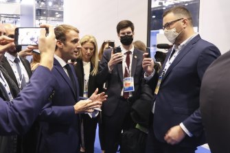 President of France Emmanuel Macron responds to questions from Australian journalists.
