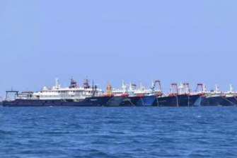 Chinese vessels photographed at Whitsun reef by the Philippines coast guard.