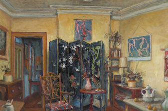 Yellow Room with Screen, night, C. 1998, by Margaret Olley.