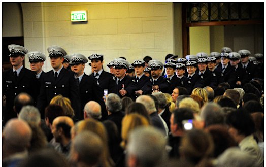 Graduating recruits at the Victoria Police Academy chapel.