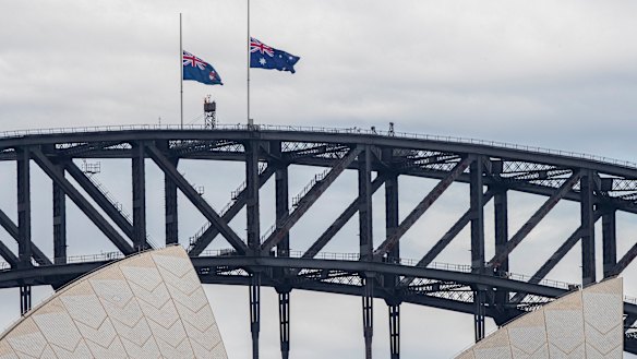 Flags were also lowered to half-mast on Sydney Harbour Bridge.