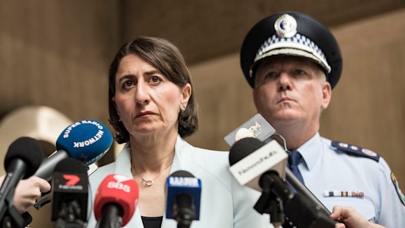 NSW Premier Gladys Berejiklian and NSW Police Force Commissioner Michael Fuller speak to the media after the terrorist attack in Christchurch.
