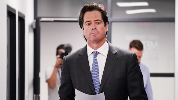 Tumultuous times: AFL boss Gillon McLachlan last month as the coronavirus crisis unfolded.