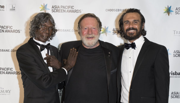 David Gulpilil, Jack Thompson and Aaron Pedersen at the Asia Pacific Screen Awards in 2014.