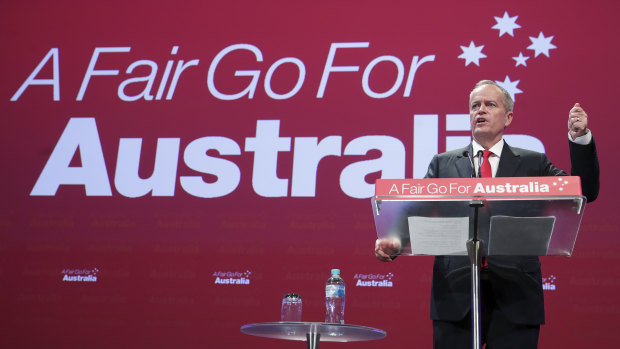 Labor leader Bill Shorten, at the Australian Labor Party conference. 