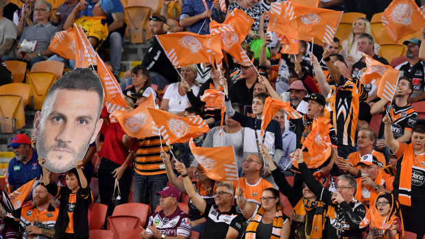 Crowd roars: Tigers fans lap up the atmosphere in Brisbane.
