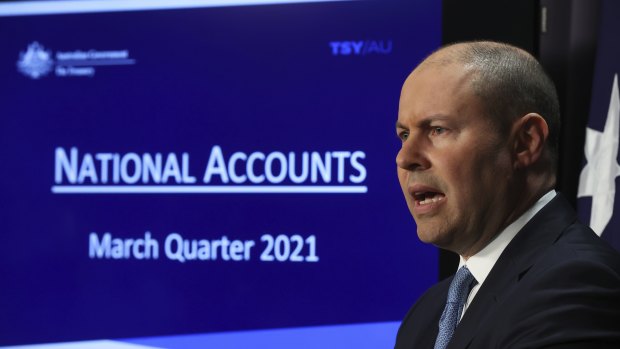 Josh Frydenberg on June 2 talking up Australia’s economic recovery from COVID. He now faces a sharp fall in GDP due to the current lockdowns.