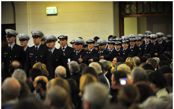 Graduating recruits at the Victoria Police Academy chapel.