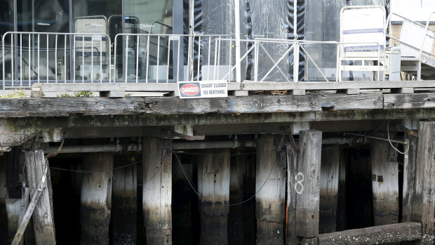 The closed pier on Friday. 