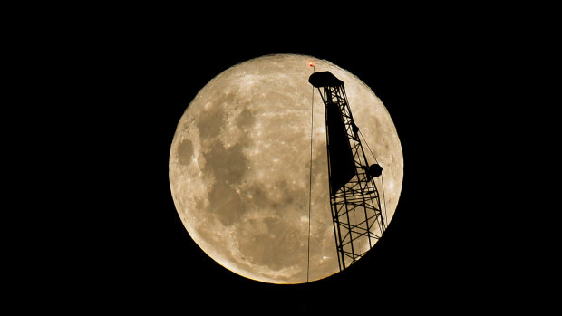 The supermoon over Melbourne.