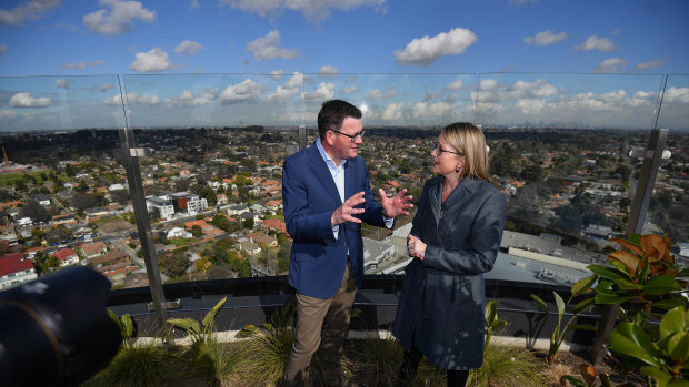 Premier Daniel Andrews and Transport Infrastructure Minister Jacinta Allan announce the Suburban Rail Loop in 2018.