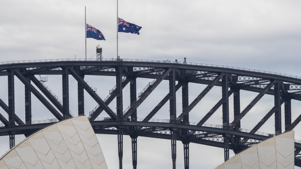 Flags were also lowered to half-mast on Sydney Harbour Bridge.