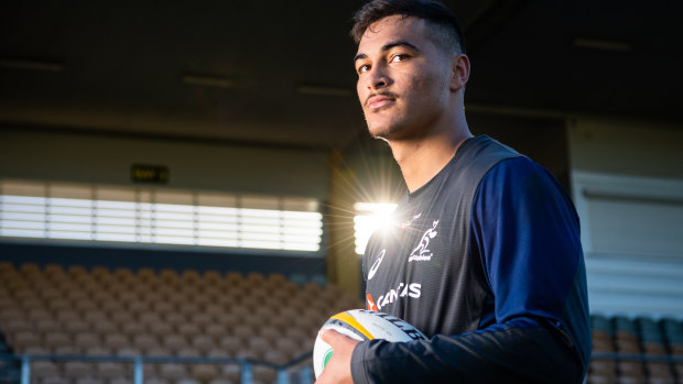 Bolter: Jordan Petaia is training with the Wallabies after finishing high school last year. 
