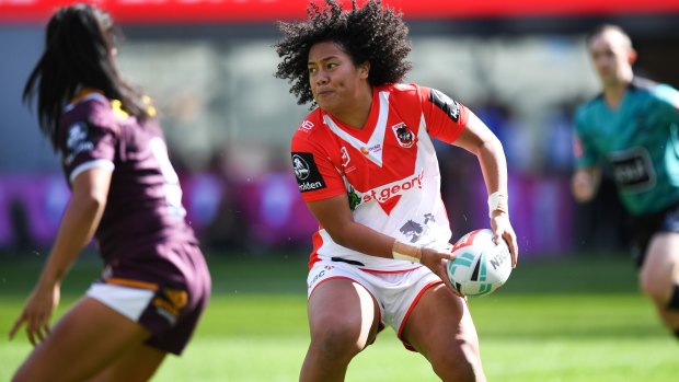 Cited: Teuila Fotu-Moala in action against the Broncos on Sunday.