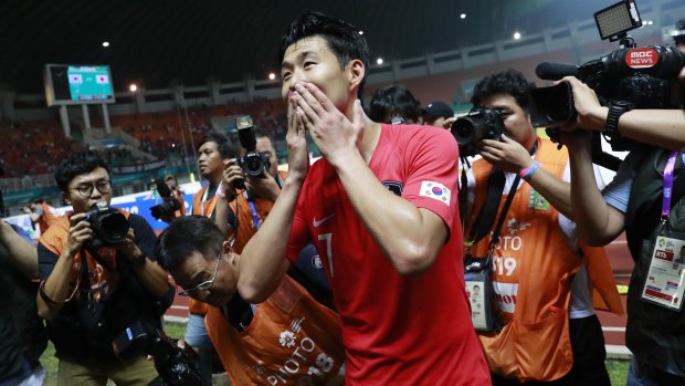 Relief: Son Heung-min got out of mandatory military service through South Korea's win at last year's Asian Games.