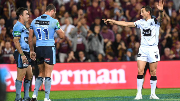 In the bin: James Maloney gets 10 minutes of enforced rest after a controversial professional foul.