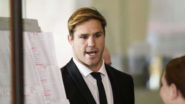 Jack de Belin arrives at court on Wednesday.