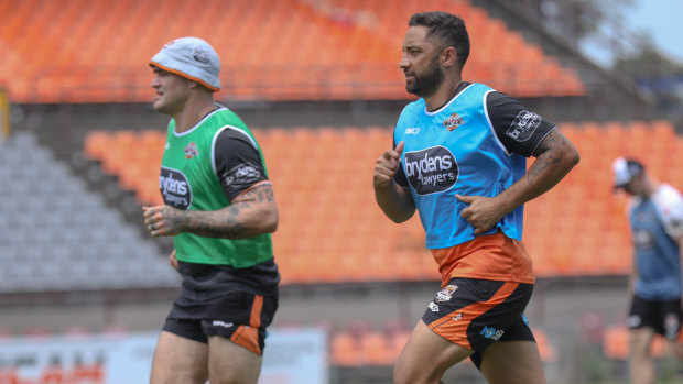 Sweating it out: Benji Marshall says the pre-season under Michael Maguire was the toughest he had done.