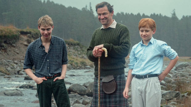 A recreation of Harry and Will on their 1997 vacation to Balmoral Castle with their father Charles.