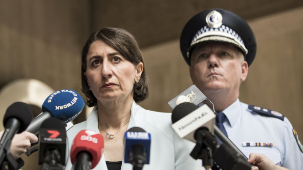 NSW Premier Gladys Berejiklian and NSW Police Force Commissioner Michael Fuller speak to the media after the terrorist attack in Christchurch.