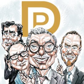 Christopher Pyne’s firm launched its Melbourne office last week, attracting some familiar faces. From left: Gillon McLachlan, Dave Feeney, Pyne and Will Clancy.