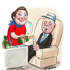 All aboard: Gina Rinehart and Peter Dutton.